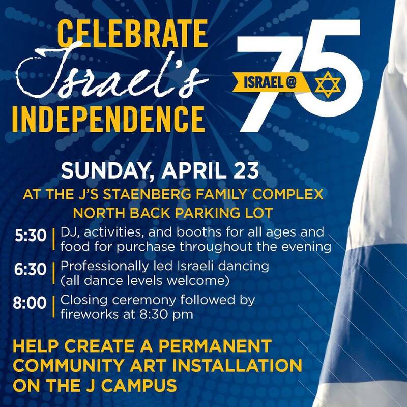 TEXT: Celebrate Israel's Independence IMAGE: 75 with star of david