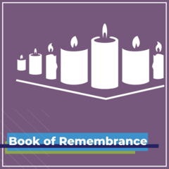 Book of Remembrance cover image: purple with white candles